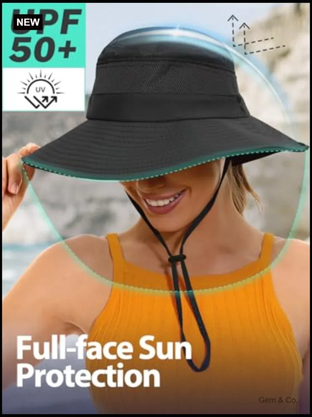 Bucket Hat with Ponytail Hole UPF 50+ Waterproof Fishing Safari Hiking Hat